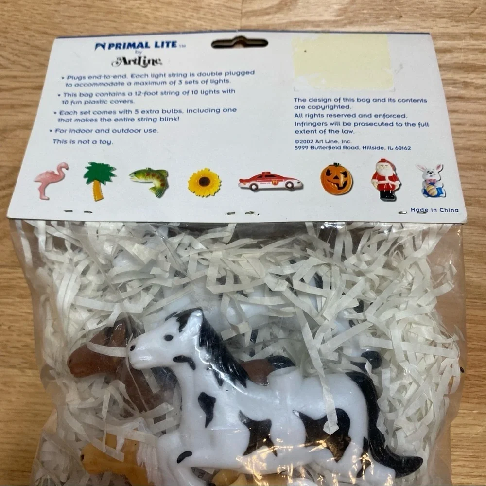2002 Rarin to Go Horses Fun String Lights Set Plastic Light Covers Patio RV NEW